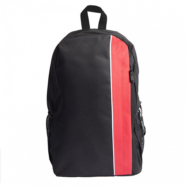 Рюкзак PLUS, чёрный/красный, 44 x 26 x 12 см, 100% полиэстер 600D с логотипом в Астрахани заказать по выгодной цене в кибермаркете AvroraStore
