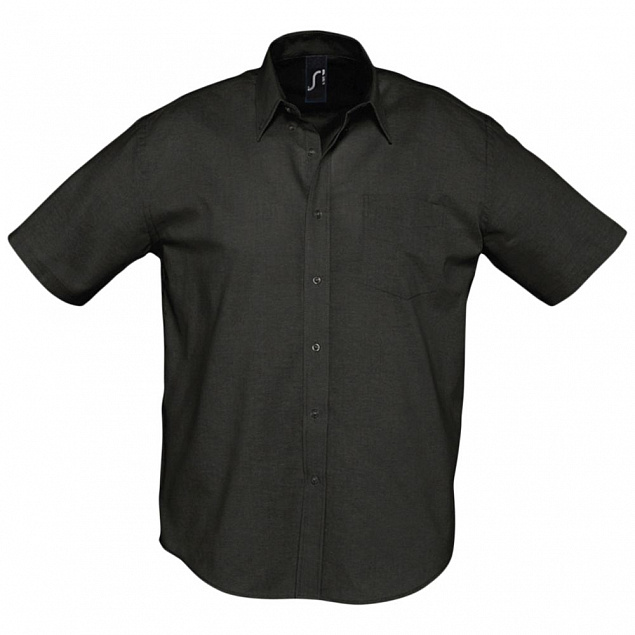 Рубашка мужская с коротким рукавом BRISBANE, черная с логотипом в Астрахани заказать по выгодной цене в кибермаркете AvroraStore