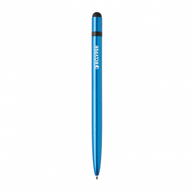 Металлическая ручка-стилус Slim, голубой с логотипом в Астрахани заказать по выгодной цене в кибермаркете AvroraStore