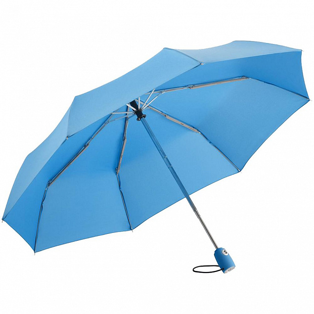 Зонт складной AOC, голубой с логотипом в Астрахани заказать по выгодной цене в кибермаркете AvroraStore