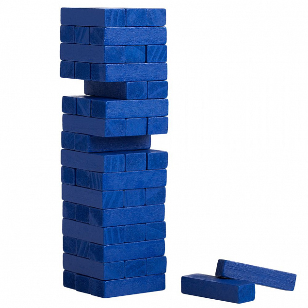 Игра «Деревянная башня мини», синяя с логотипом в Астрахани заказать по выгодной цене в кибермаркете AvroraStore