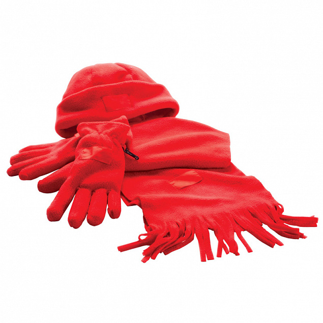 Набор "Зима" (шапка, шарф, перчатки), красный с логотипом в Астрахани заказать по выгодной цене в кибермаркете AvroraStore