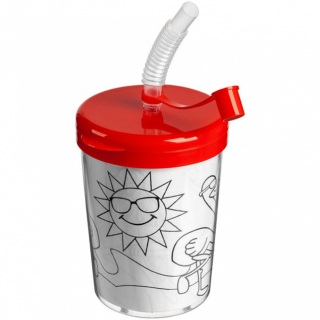 Бутылка-раскраска детская «Передвижник», красная с логотипом в Астрахани заказать по выгодной цене в кибермаркете AvroraStore