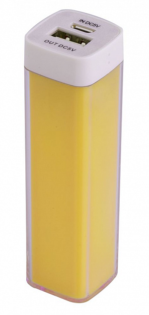 Bнешний аккумулятор Bar, 2200 mAh, ver.2, желтый с логотипом в Астрахани заказать по выгодной цене в кибермаркете AvroraStore