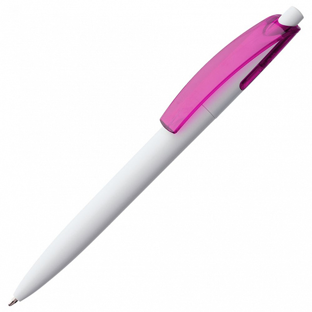 Ручка шариковая Bento, белая с розовым с логотипом в Астрахани заказать по выгодной цене в кибермаркете AvroraStore