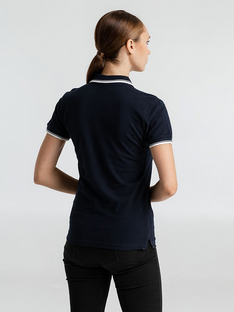 Рубашка поло женская Practice Women 270, голубая с белым с логотипом в Астрахани заказать по выгодной цене в кибермаркете AvroraStore