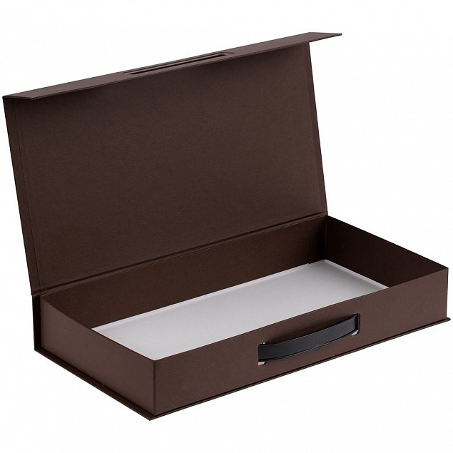 Коробка с ручкой Platt, коричневая с логотипом в Астрахани заказать по выгодной цене в кибермаркете AvroraStore