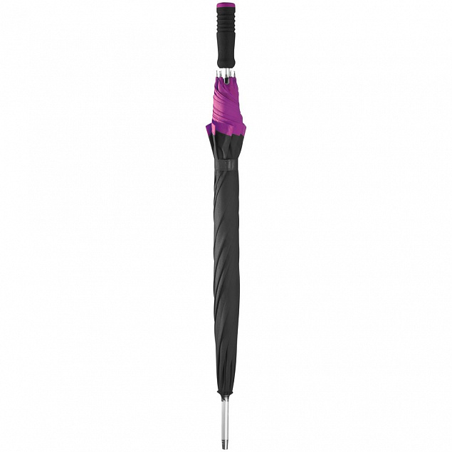 Зонт-трость Highlight, черный с фиолетовым с логотипом в Астрахани заказать по выгодной цене в кибермаркете AvroraStore
