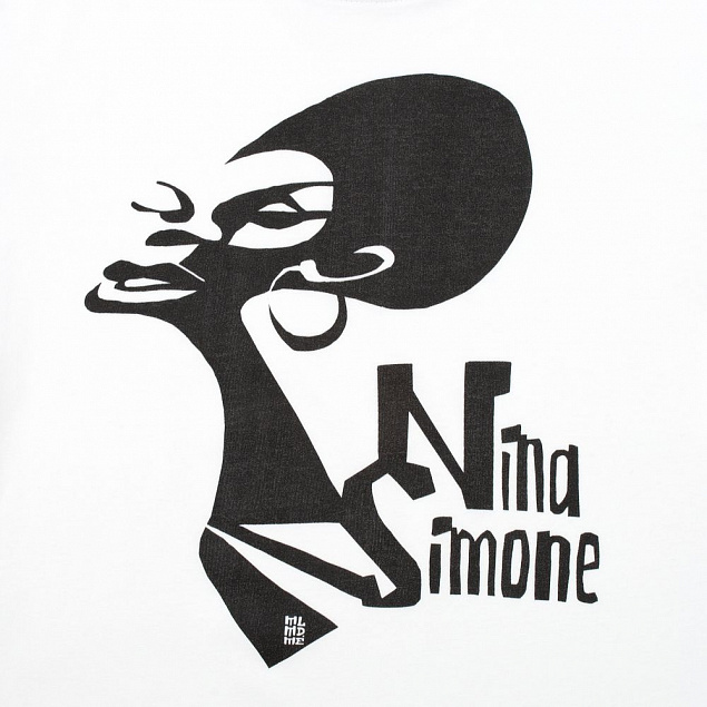 Футболка женская «Меламед. Nina Simone», белая с логотипом в Астрахани заказать по выгодной цене в кибермаркете AvroraStore