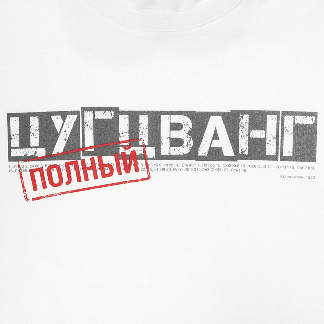 Футболка «Цугцванг», белая с логотипом в Астрахани заказать по выгодной цене в кибермаркете AvroraStore