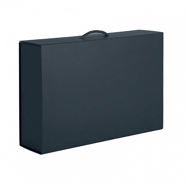 Коробка складная подарочная, 37x25x10cm, кашированный картон, черный с логотипом в Астрахани заказать по выгодной цене в кибермаркете AvroraStore