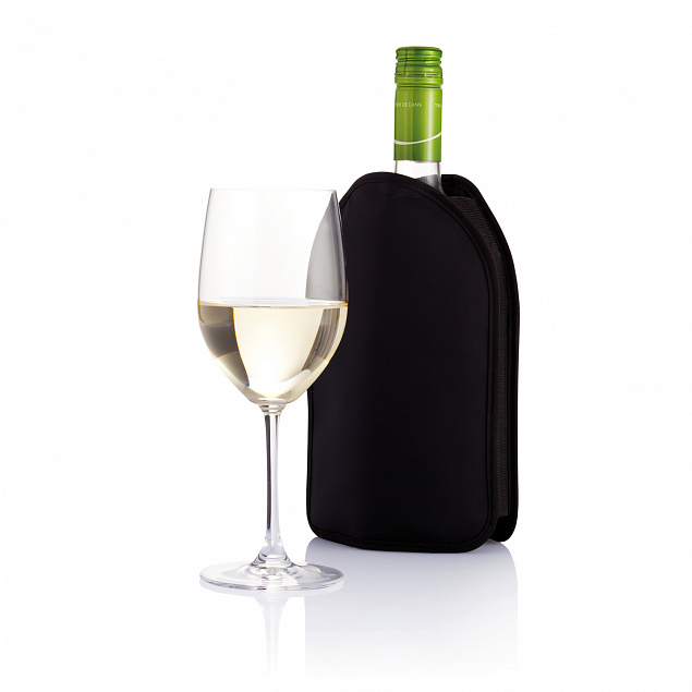 Термочехол для бутылки вина, черный с логотипом в Астрахани заказать по выгодной цене в кибермаркете AvroraStore