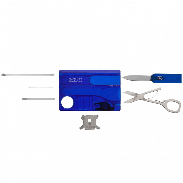 Набор инструментов SwissCard Lite, синий с логотипом в Астрахани заказать по выгодной цене в кибермаркете AvroraStore