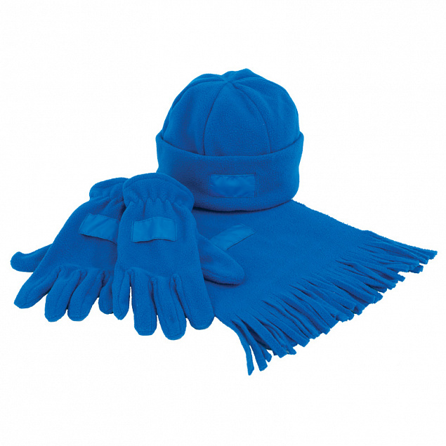 Набор "Зима" (шапка, шарф, перчатки), синий с логотипом в Астрахани заказать по выгодной цене в кибермаркете AvroraStore