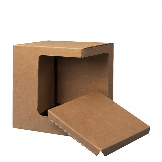 Коробка для кружек 25903, 27701, 27601, размер 11,8х9,0х10,8 см, микрогофрокартон, коричневый с логотипом в Астрахани заказать по выгодной цене в кибермаркете AvroraStore
