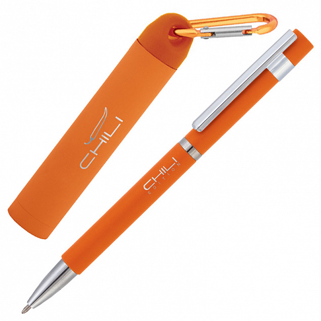 Набор ручка + зарядное устройство 2800 mAh в футляре, оранжевый, покрытие soft touch с логотипом в Астрахани заказать по выгодной цене в кибермаркете AvroraStore