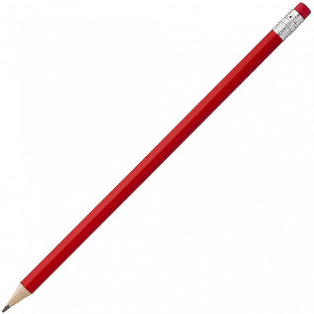 Карандаш простой Hand Friend с ластиком, красный с логотипом в Астрахани заказать по выгодной цене в кибермаркете AvroraStore