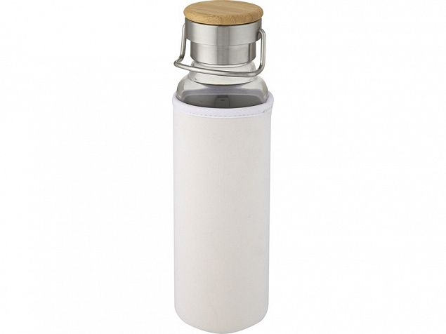 Thor, стеклянная бутылка объемом 660 мл с неопреновым чехлом, белый с логотипом в Астрахани заказать по выгодной цене в кибермаркете AvroraStore