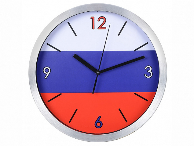 Часы настенные Российский флаг с логотипом в Астрахани заказать по выгодной цене в кибермаркете AvroraStore