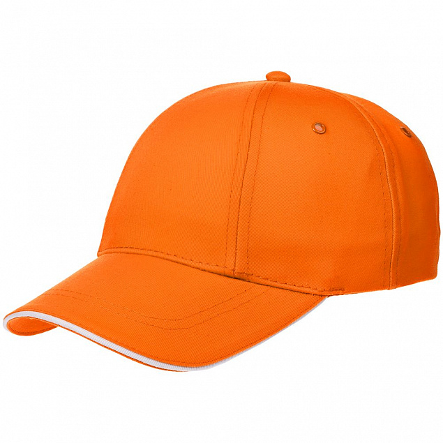 Бейсболка Canopy, оранжевая с белым кантом с логотипом в Астрахани заказать по выгодной цене в кибермаркете AvroraStore