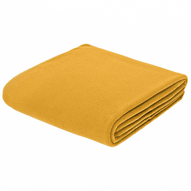 Флисовый плед Warm&Peace, желтый с логотипом в Астрахани заказать по выгодной цене в кибермаркете AvroraStore