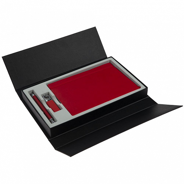Коробка Triplet под ежедневник, флешку и ручку, черная с логотипом в Астрахани заказать по выгодной цене в кибермаркете AvroraStore