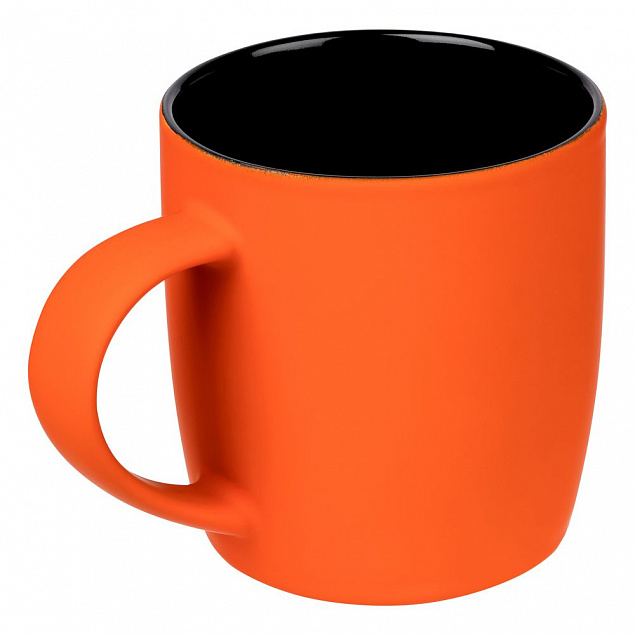 Кружка Surprise Touch Black c покрытием софт-тач, оранжевая с логотипом в Астрахани заказать по выгодной цене в кибермаркете AvroraStore