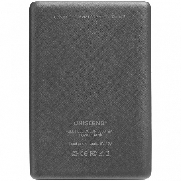 Внешний аккумулятор Uniscend Full Feel Color 5000 mAh, серый с логотипом в Астрахани заказать по выгодной цене в кибермаркете AvroraStore