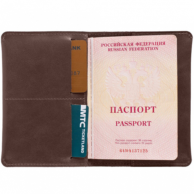 Обложка для паспорта Apache ver.2, темно-коричневая с логотипом в Астрахани заказать по выгодной цене в кибермаркете AvroraStore