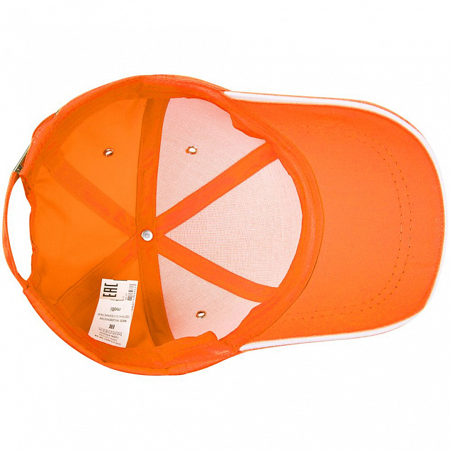Бейсболка Canopy, оранжевая с белым кантом с логотипом в Астрахани заказать по выгодной цене в кибермаркете AvroraStore