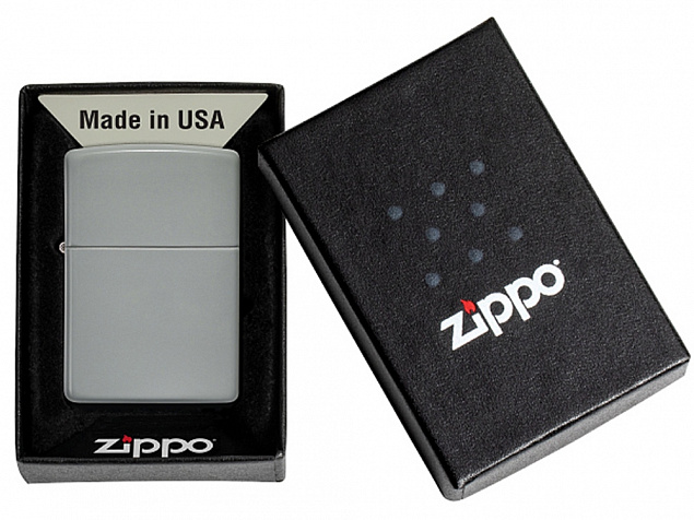 Зажигалка ZIPPO Classic с покрытием Flat Grey с логотипом в Астрахани заказать по выгодной цене в кибермаркете AvroraStore