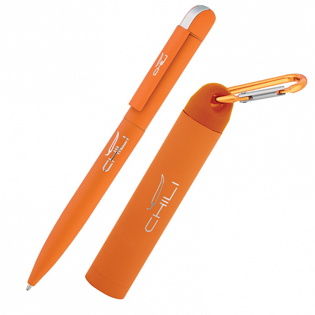 Набор ручка + зарядное устройство 2800 mAh в футляре, оранжевый, покрытие soft touch с логотипом в Астрахани заказать по выгодной цене в кибермаркете AvroraStore