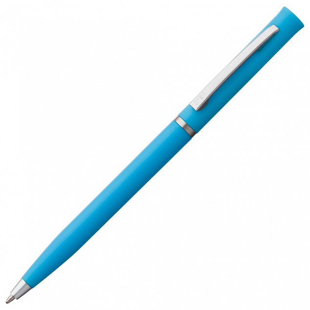 Ручка шариковая Euro Chrome, голубая с логотипом в Астрахани заказать по выгодной цене в кибермаркете AvroraStore