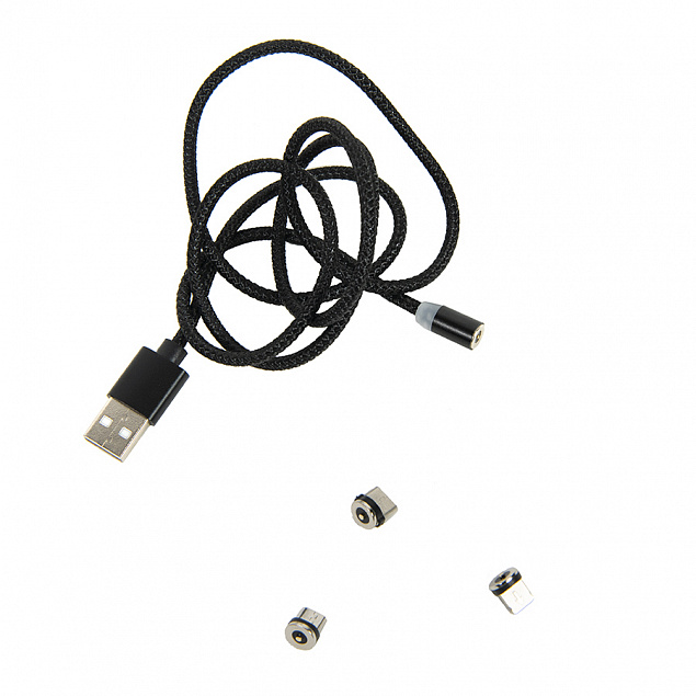 Провод для зарядки SNAP со сменными разъемами на магните Micro USB/Lighting/Type C с логотипом в Астрахани заказать по выгодной цене в кибермаркете AvroraStore