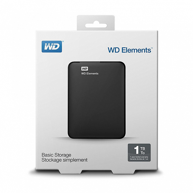 Внешний диск WD Elements, USB 3.0, 1Тб, черный с логотипом в Астрахани заказать по выгодной цене в кибермаркете AvroraStore