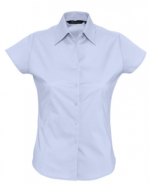 Рубашка женская с коротким рукавом EXCESS, голубая с логотипом в Астрахани заказать по выгодной цене в кибермаркете AvroraStore