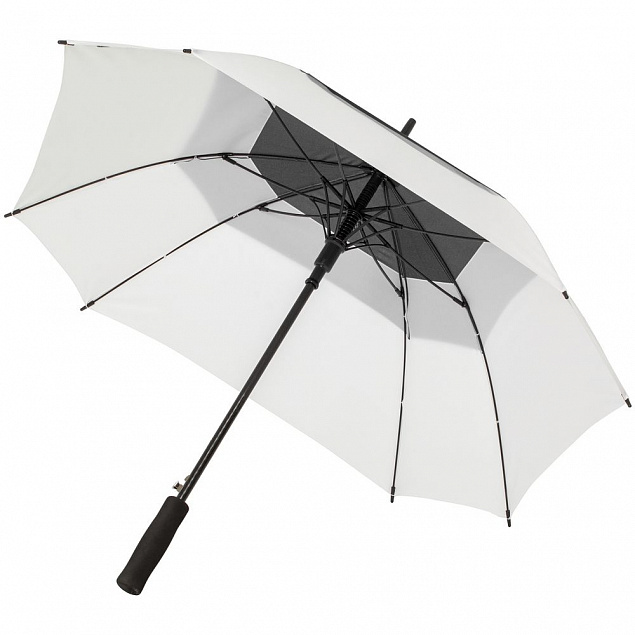 Квадратный зонт-трость Octagon, черный с белым с логотипом в Астрахани заказать по выгодной цене в кибермаркете AvroraStore