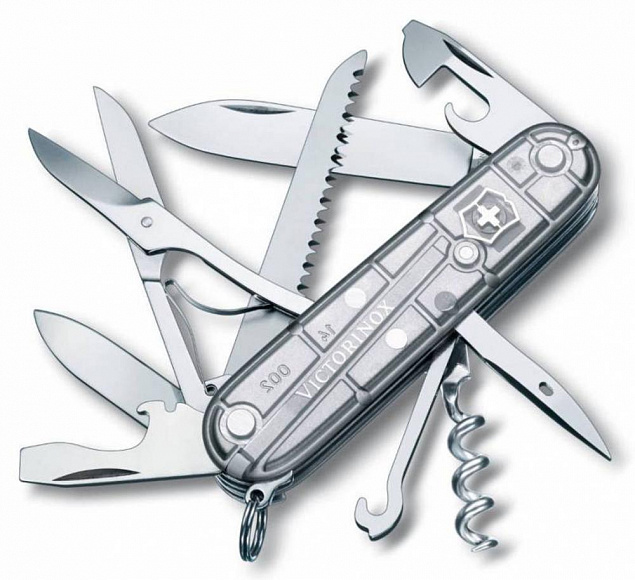 Офицерский нож Huntsman 91, прозрачный серебристый с логотипом в Астрахани заказать по выгодной цене в кибермаркете AvroraStore