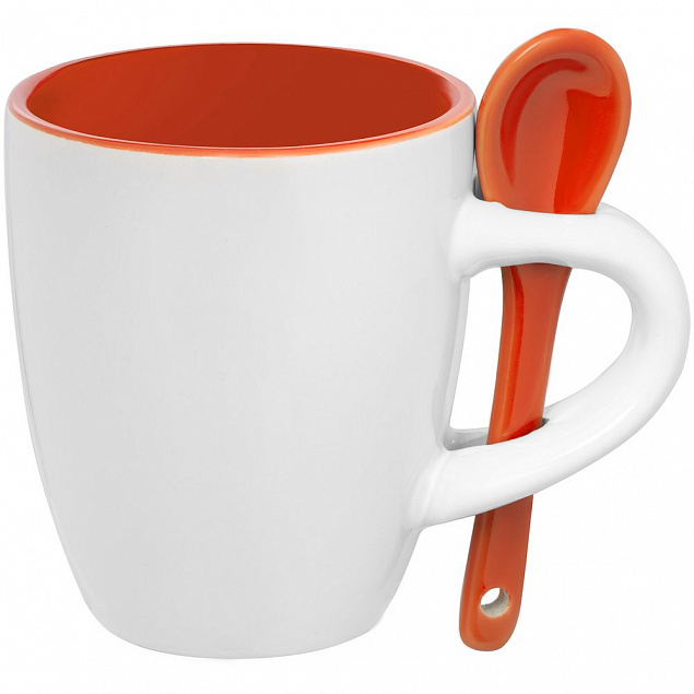 Кофейная кружка Pairy с ложкой, оранжевая с логотипом в Астрахани заказать по выгодной цене в кибермаркете AvroraStore