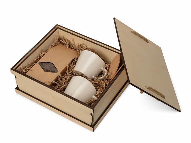 Подарочный набор с кофе, чашками в деревянной коробке Кофебрейк с логотипом в Астрахани заказать по выгодной цене в кибермаркете AvroraStore
