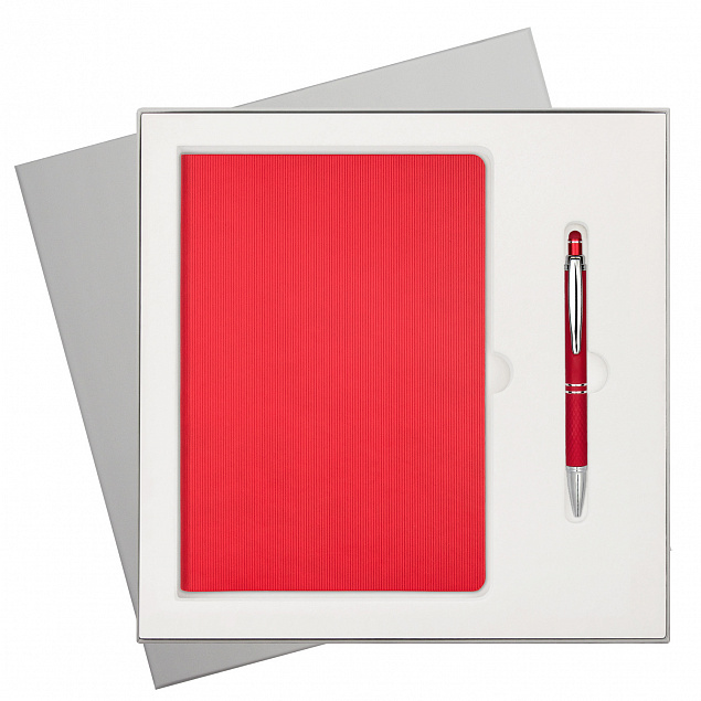 Подарочный набор Rain, красный (ежедневник, ручка) с логотипом в Астрахани заказать по выгодной цене в кибермаркете AvroraStore