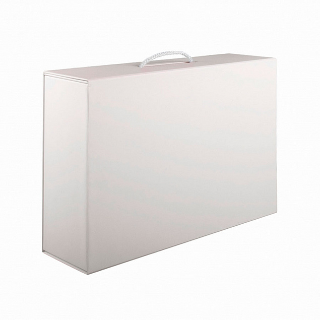 Коробка складная подарочная, 37x25x10cm, кашированный картон, белый с логотипом в Астрахани заказать по выгодной цене в кибермаркете AvroraStore