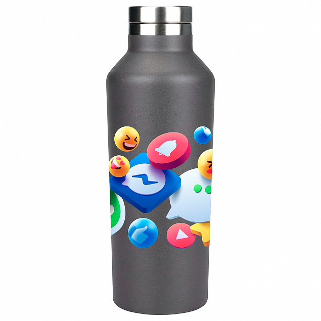 Термобутылка вакуумная герметичная, Asti, 500 ml, серая с логотипом в Астрахани заказать по выгодной цене в кибермаркете AvroraStore