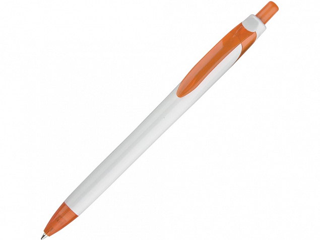 Ручка шариковая Каприз белый/оранжевый с логотипом в Астрахани заказать по выгодной цене в кибермаркете AvroraStore