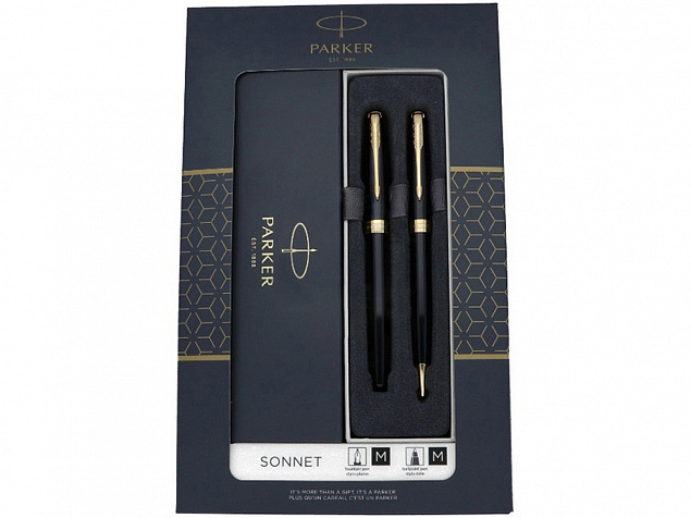 Набор Parker Sonnet: ручка перьевая, ручка шариковая с логотипом в Астрахани заказать по выгодной цене в кибермаркете AvroraStore