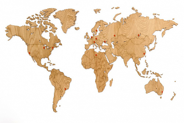Деревянная карта мира World Map Wall Decoration Exclusive, дуб с логотипом в Астрахани заказать по выгодной цене в кибермаркете AvroraStore