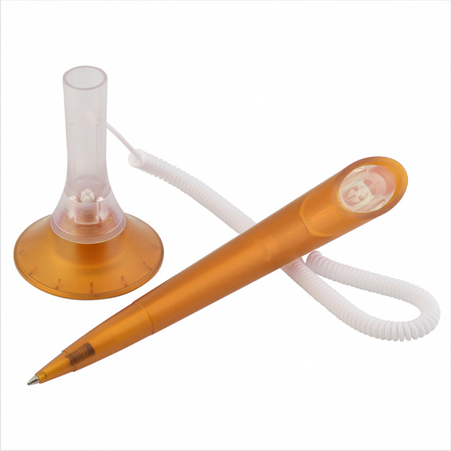 Ручка шариковая MEMO LEVISTOR CORD ICE, оранжевый/белый с логотипом в Астрахани заказать по выгодной цене в кибермаркете AvroraStore