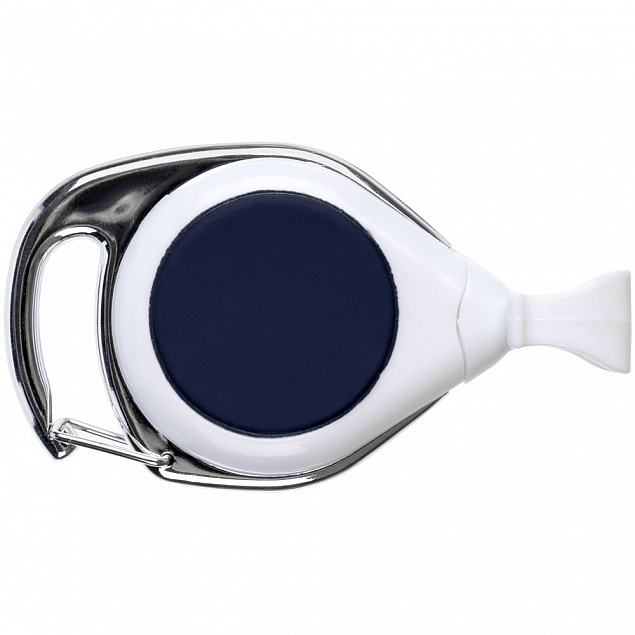 Ретрактор Dorset, белый с синим с логотипом в Астрахани заказать по выгодной цене в кибермаркете AvroraStore