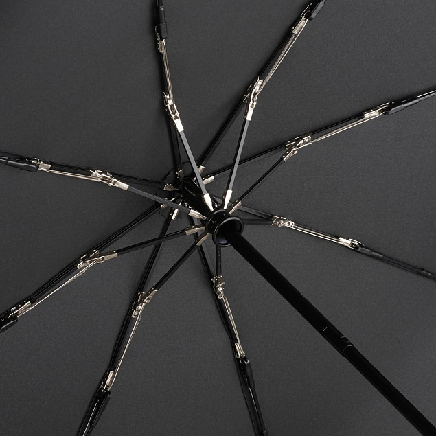 Зонт складной Steel, черный с логотипом в Астрахани заказать по выгодной цене в кибермаркете AvroraStore
