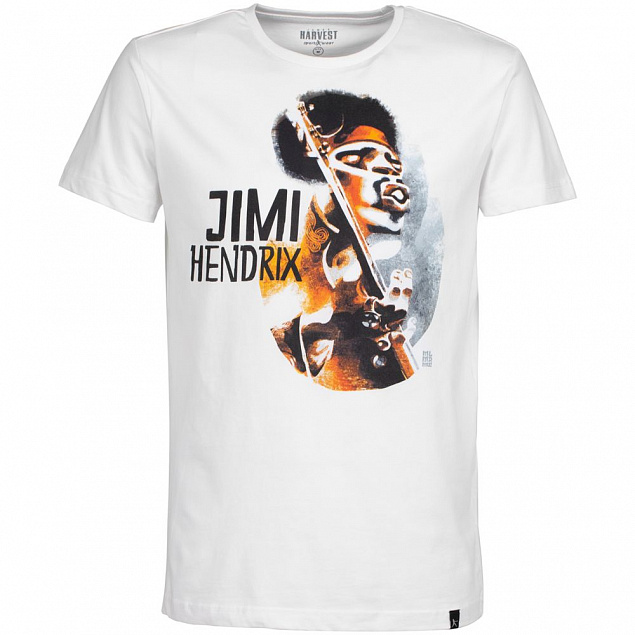 Футболка «Меламед. Jimi Hendrix», белая с логотипом в Астрахани заказать по выгодной цене в кибермаркете AvroraStore